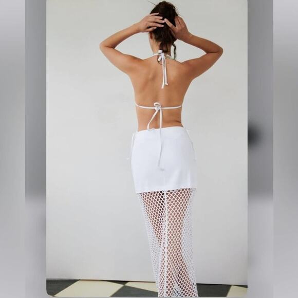 Zara White SKIRT WITH MESH TRIM Size Large - Picture 7 of 10